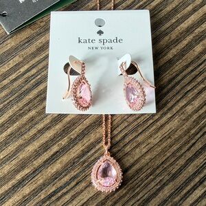 Kate Spade Brilliant Statements Pave Halo Earrings and Necklace Matching Set NWT